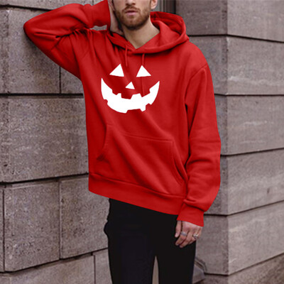

Toponeto Mens Fashion Winter Solid Printed Long-sleeved Hooded SweatShirt Halloween Tops