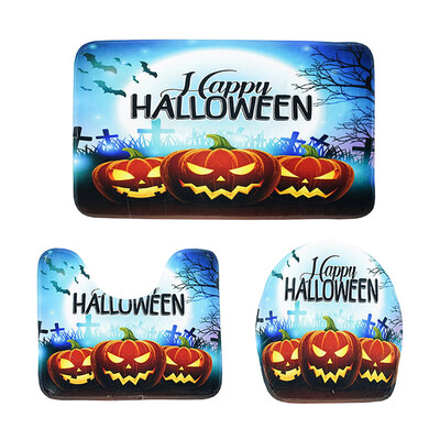 

〖Follure〗Halloween Pumpkin Series Toilet Floor Mat Exquisite Print Three-Piece Toilet Mat
