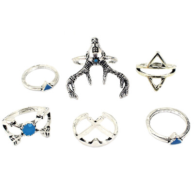 

New Fashion Vintage Silver Color Elk Deer Finger Ring Set Women Girl Nice Gift