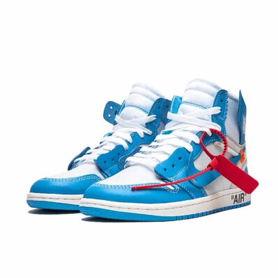 

Nike Air Jordan 1 x off white AJ1 UNC North Card Blue Mens&Womens Basketball Shoes AQ0818-148