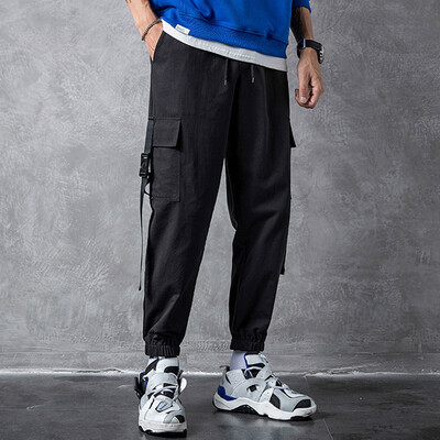 

Gobestart Mens Casual Fashion Loose Patchwork Pockets Overalls Sports Ankle-length Pants