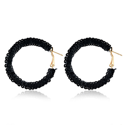 

Women Creative Glitter Drop Earring Personality Long C-Shaped Sequin Earrings