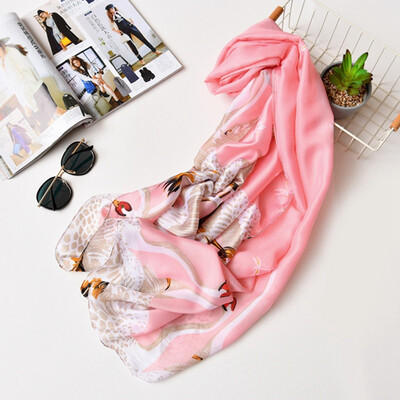 

Vintage Print Scarves For Women Summer Soft Silk Scarf Wrap Shawl Stole Scarves Beach Female Scarf