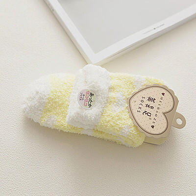 

Womens 1Pair Coral Fleece Fuzzy Ankle Socks Cute Thicken Heart Printed Napping Indoor Floor Socks Warm Antiskid Sock