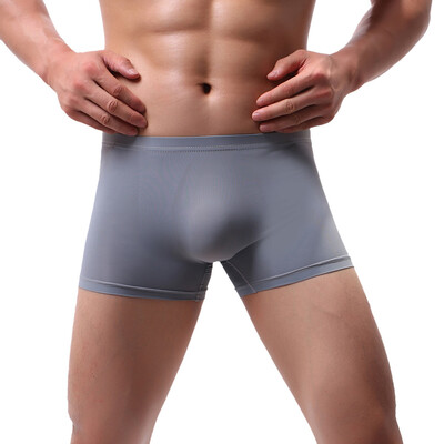 

Tailored Mens Sexy Underpants Pure Color Breathable Patchwork Ice-silk Underwear
