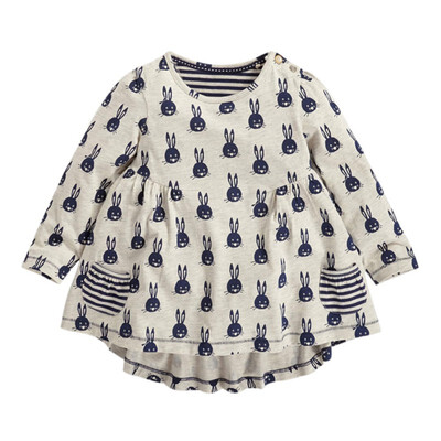 

WEIXINBUY Autumn Baby sGirls Cotton Long Sleeve Rabbit Cartoon Print Pocket Brand Tees Autumn Kids Cute Tops Girl T-shirt