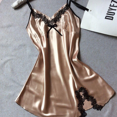 

Ladies Sexy Lingerie Sleepdress Nightdress Silk Lace Women Sleepwear Nightgown Homewear