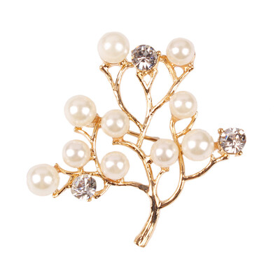 

Shinning Silver Color Simulated Pearl Branch Brooch Pins for Women in Assorted Leaf Pearl Brooch All-match fashion for women