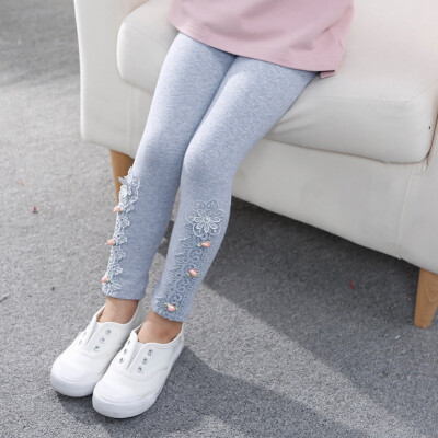 

Kids girls leggings Autumn Winter Lace Embroidered Thick Warm Pants Casual Sweet Slim Baby Girls Trousers Children Clothes