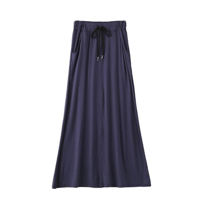 

Summer New Skirts Womens Solid Modal High Elastic High Waist Pocket Long Skirt Casual Ladies Skirts Female Maxi Skirt