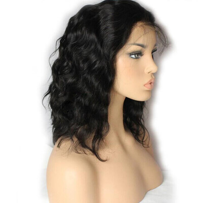 

Tailored Brazilian Less Lace Front Full Wig Bob Wave Black Natural Looking Women Wigs