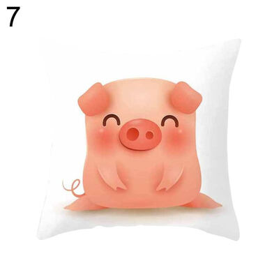 

Cartoon Pig Square Throw Pillow Protector Case Cushion Cover Car Sofa Bed Decor
