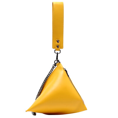 

Fashion Solid Color Triangle Faux Leather Womens Casual Chain Crossbody Bag