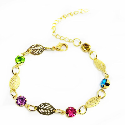 

Fashion Alloy Leaves Shape Diamond Bracelet Crystal Bracelet Jewelry