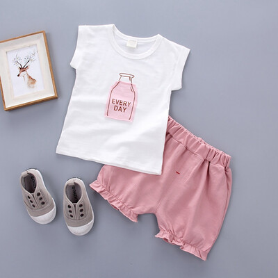 

Summer Kids Clothes Baby Boy Girls Casual Short Sleeve Print Vest TopsShorts Suits Costume Set for Kids