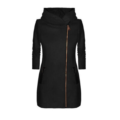 

Fashion Women Autumn Winter Jacket Fashionable Solid Color Hooded Coat Casual Ladies Jackets Long Coat