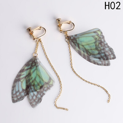 

1 Pair Women Butterfly Wing Dangle Chandelier Pearl Drop Long Chain Earrings