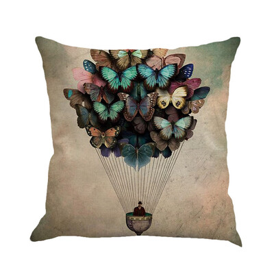

Siaonvr Butterfly Painting Linen Cushion Cover Throw Waist Pillow Case Sofa Home Decor A