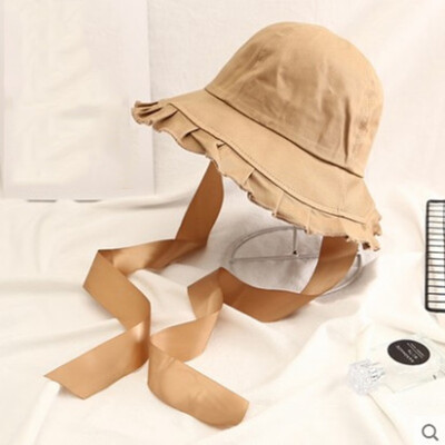 

Hat Japanese Sunshade Sun Hat Pleated Ruffled Ribbon New Bonnet Cap