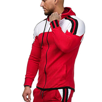 

Toponeto Men Autumn Long Sleeve Patchwork Hoodie Hooded Sweatshirt Top Tee Outwear Blouse