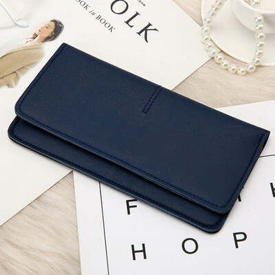 

Solid Color Womens Wallets No Zipper Purses Long Section Wallet Soft Denim Money Bag