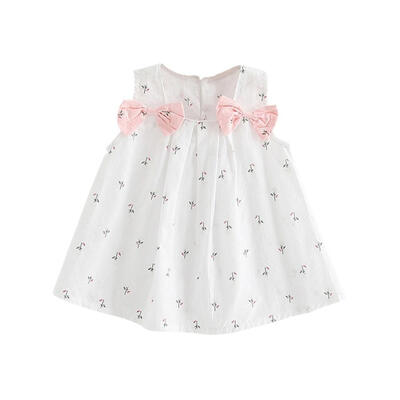 

Summer Fashion Baby Dress Kid Girls Suspenders Print Bow Vest Dresses Baby Clothes