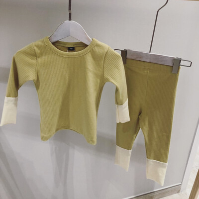 

Children Autumn Todder Baby Girls Color Matching Sweater Long Sleeves Casual Round Collar Sweet Tops Children Cute Shirt