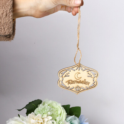 

Gobestart DIY Eid Mubarak Muslim Ramadan Hanging Pendant Wooden Hollow Ornament 10PCS