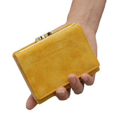 

Fashion Women Solid Color Short Wallet Multi Slots Faux Leather Purse