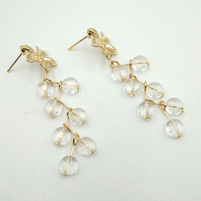 

Korean Fashion Sweety Crystal Flower Earrings Statement Jewelry Temperament Drop Earrings