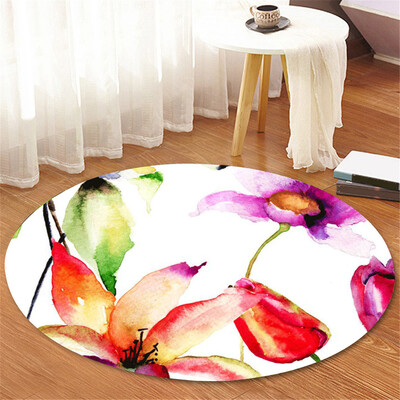 

Toponeto Tropical Plant leaves Pattern Round Flannel Bathroom Kitchen Carpet 100cm
