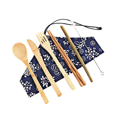 

Toponeto Portable Bamboo Cutlery Travel Eco-friendly Fork Spoon Set Include Reusable Bamb