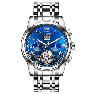 

TEVISE 9005 High-quality Skeleton Automatic Men Mechanical Watch Moon Phase Stainless Steel Clock Mens Business Men Wristwatches R