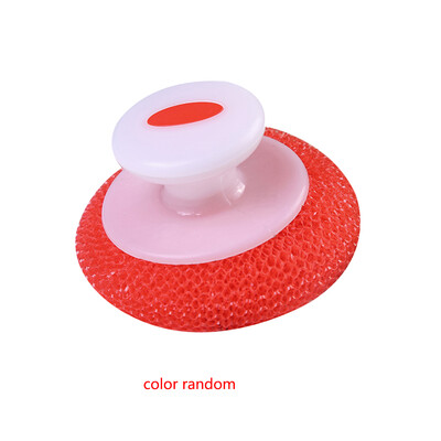 

Colors Random Round Rag Handle Plastic Net Dish Scouring Cloth Brush Towel Kitchen Cleaning Tool