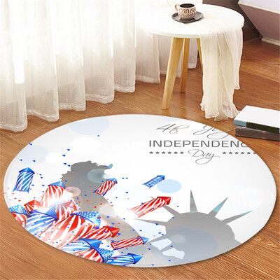 

Toponeto Independence Day Pattern Round Flannel Bathroom Kitchen Carpet 60cm