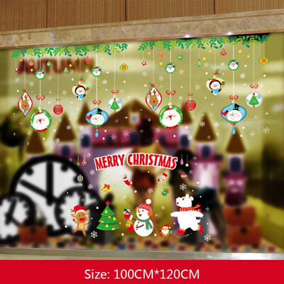 

Non-toxic Creative Fashion Christmas Tree Gold Balls Wall Sticker Home Shopping Mall Window Decoration Sticker
