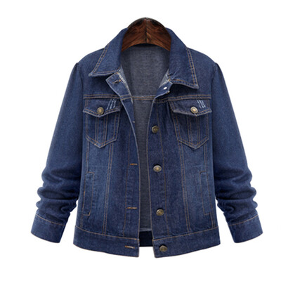 

Gobestart Womens Pure Color Wash The Old Button Loose Size Jeans Jacket Tops