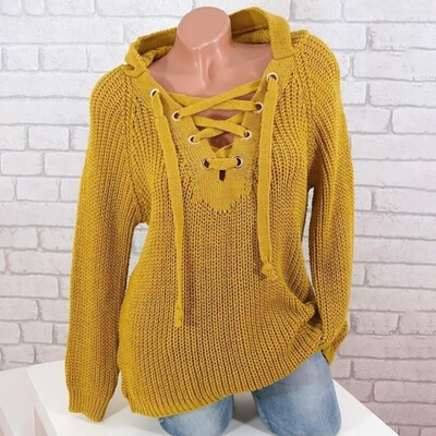 

Gobestart Womens Fashion AutumnWinter Long Sleeve Hooded Pullover Knitted Sweaters Tops