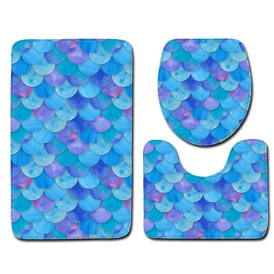 

JPGIF 3pcs Non-Slip Fish Scale Bath Mat Bathroom Kitchen Carpet Doormats Decor
