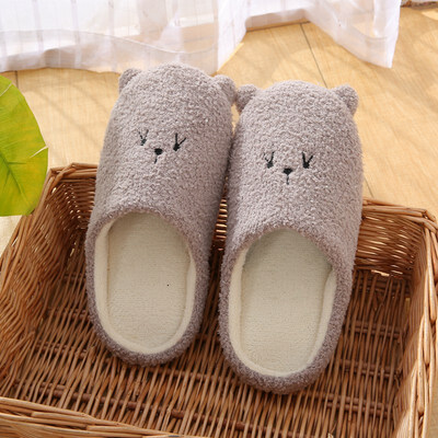 

1pair House Plush Women Slippers Autumn Winter Indoor Cute Animal Soft Bottom Non-slip Floor Shoes Home Slippers Women Slides