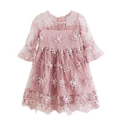 Summer Girl Clothes Kids Dresses For Girls Lace Flower Dress Baby Girl Party And Wedding Party Princess Style Clothes 2 Colors