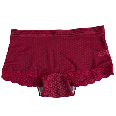 

Women Lace Stitching Transparent Mesh Solid Color Mid Waist Hip Shaping Briefs Sweet Sexy Panties