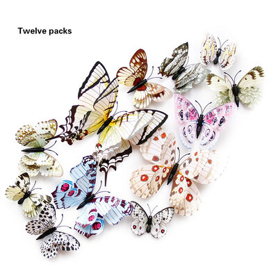 

12pcs Multicolor Double Layer Butterfly 3D Wall Sticker Magnet PVC Butterflies Party Kids Bedroom Fridge Home Decoration