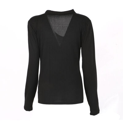 

New Women Elegant Silm Deep V Pullover Sweater Solid Color Knitted Sweater Tops