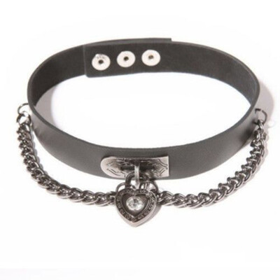 

Women Lady Heart Dangle Pendant Chain Punk Gothic Leather Necklace Collar Choker