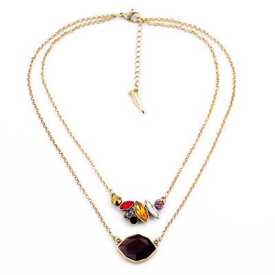 

Office Ladies Favorite Elegant Clavicle Necklace Latest Colorful Rhinestone Choker Dress Accessories
