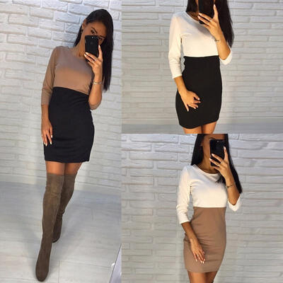 

Womens Fall Winter Long Sleeve Jumper Sweater Tops Slim Party Bodycon Mini Dress