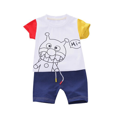 

Cartoon Boy Clothes Set Summer Top Short Sleeve T-shirt Denim Shorts Kids Clothes Set Fashion beach Boy T-shirt