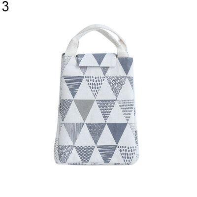 

Portable Geometric Linen Lunch Bag Picnic Thermal Insulated Storage Pouch Gift