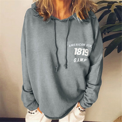 

New Fashion Cotton Long Sleeves Letter Harajuku Print Light Pink Pullovers Tops O-Neck WomenS Hooded Sweatshirt Tops
